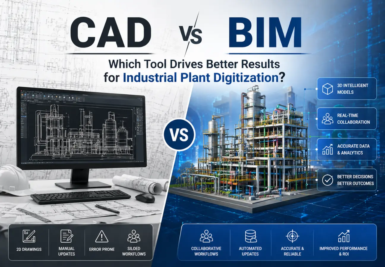 CAD vs BIM for Industrial Projects: Which Tool Drives Better Results for Industrial Plant Digitization?